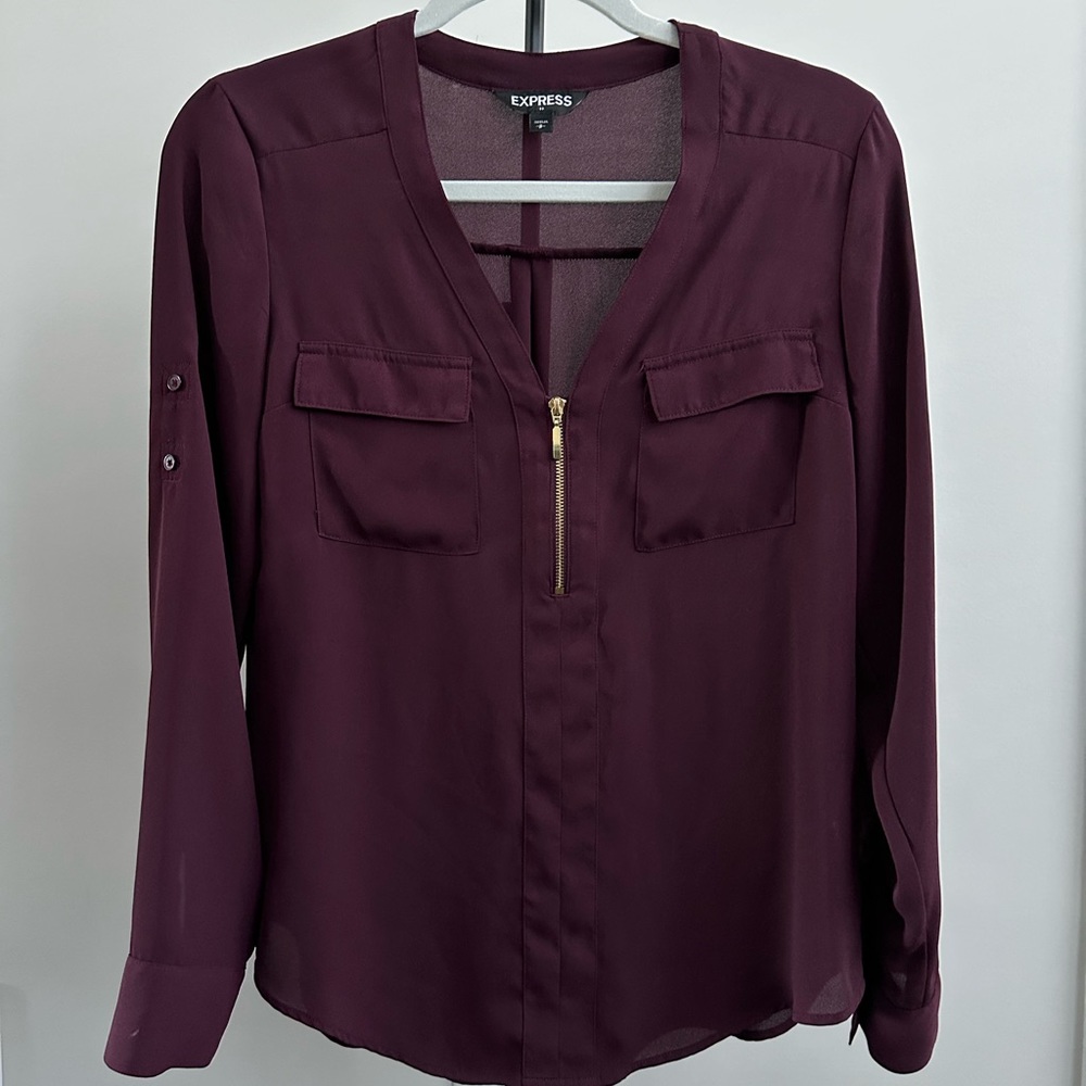 Express Long Sleeve Quarter Zip Blouse